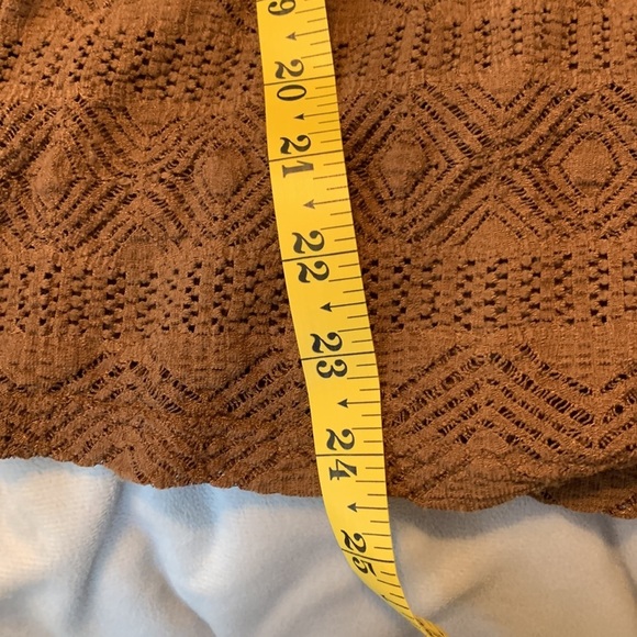 Oscar by Oscar De Larenta Brown Lace mesh Top blouse scoop neck ruffle trim XL - Picture 8 of 8